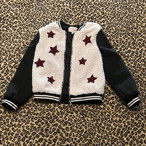Hannah Banana Girls Size 8 Black and White Star Bomber Jacket